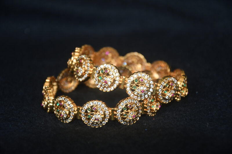 Cz round peacock 2pc bangles NFBA60 - Image 3