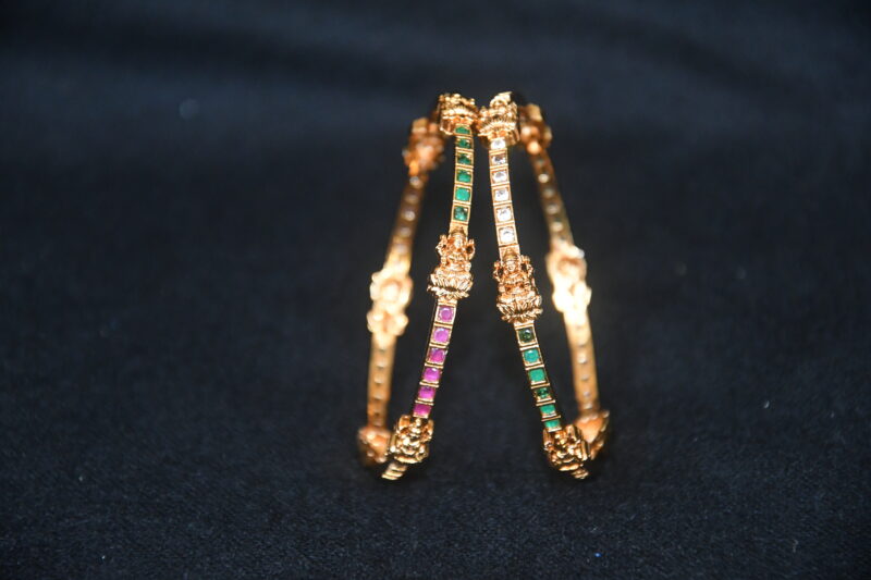 Cz Lakshmi multicolour 2pc bangles NFBA62 - Image 3