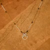 Pearl Flower Simple Black Beads chain with floral pearl design and gold finish by nischala fashions