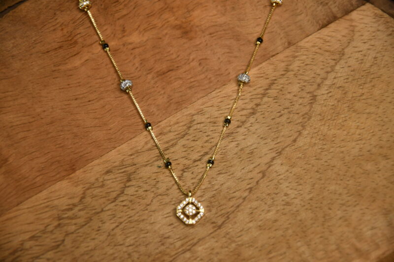 Cz diamond pendant simple blackbeads NFBB19 - Image 2