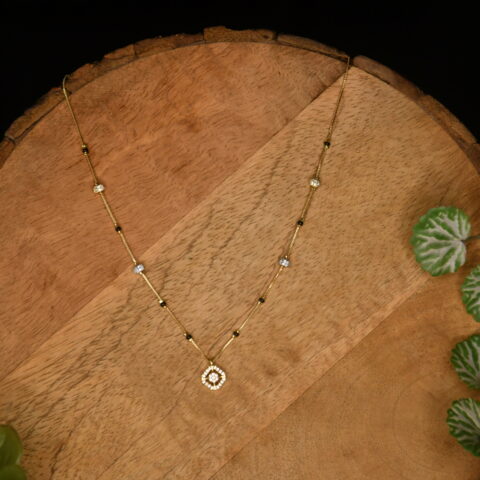 Cz diamond pendant simple blackbeads by Nischala Fashions
