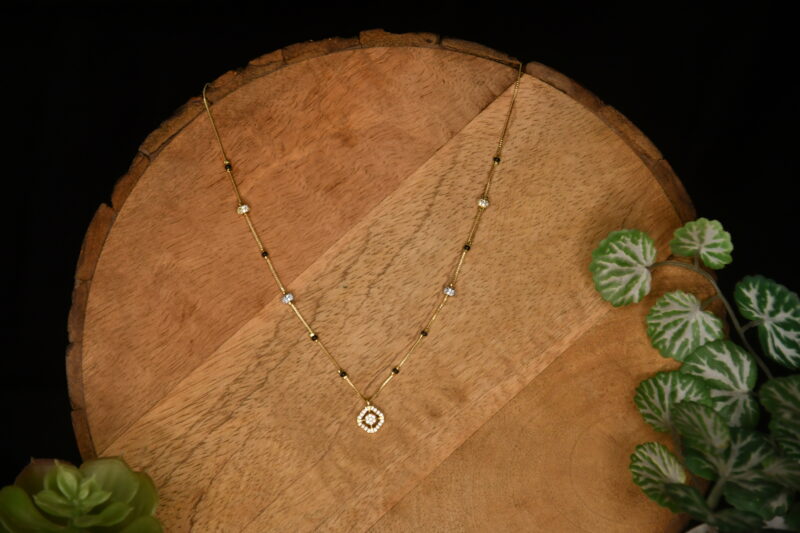 Cz diamond pendant simple blackbeads by Nischala Fashions