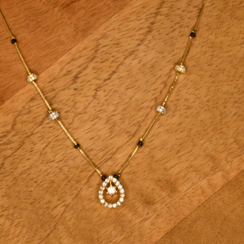 Cz drop pendant simple blackbeads by Nischala Fashions