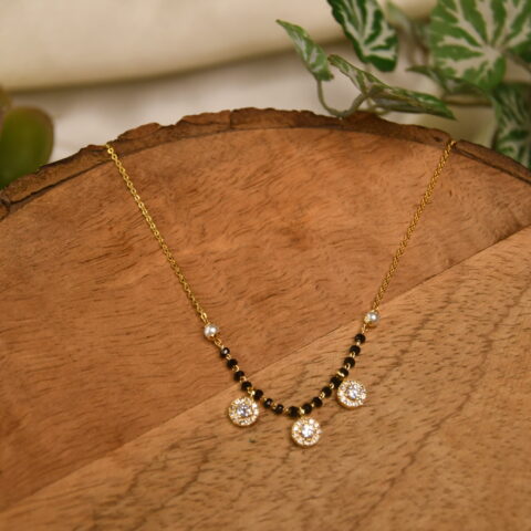 3 round cz pendant simple blackbeads by Nischala Fashions