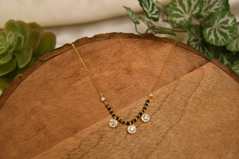 3 round cz pendant simple blackbeads by Nischala Fashions