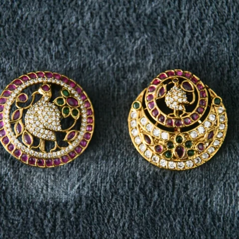 Peacock Sun Moon Set with antique finish and symbolic celestial motifs by nischala fashions