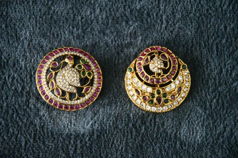 Peacock Sun Moon Set with antique finish and symbolic celestial motifs by nischala fashions