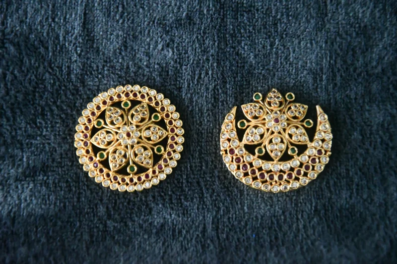Gold Look Sun Moon Set with radiant finish and celestial motifs by nischala fashions