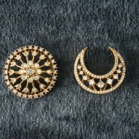 CZ White Sun Moon Set with elegant cubic zirconia stones and celestial motifs by nischala fashions