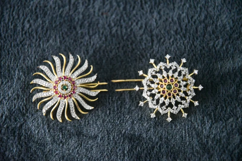 Diamond Look Sun Moon Set with sparkling stones and celestial motifs by nischala fashions