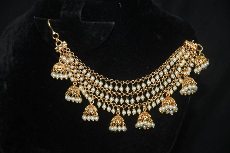 Grand Jhumki Style Pearl Hanging Champasavaralu / Earchain NFHA30 - Image 3