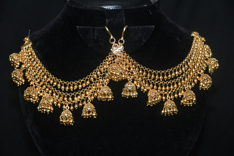 Grand Jhumki Gold Earchain – Traditional Bridal Champasavaralu by Nischala Fashions