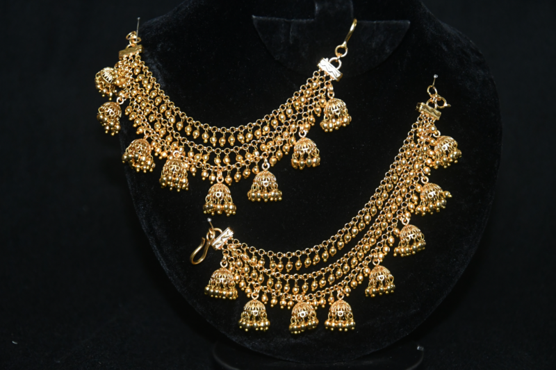 Grand Jhumki Style Gold Hanging Champasavaralu / Earchain NFHA31 - Image 3