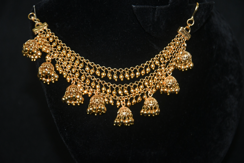 Grand Jhumki Gold Earchain – Traditional Bridal Champasavaralu by Nischala Fashions