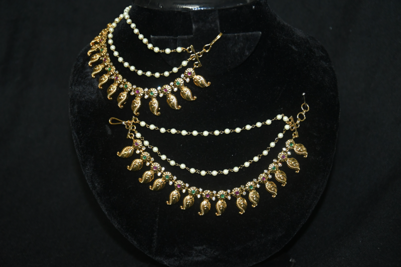 Mango Motif Pearl Champasavaralu / Earchain NFHA32 - Image 2
