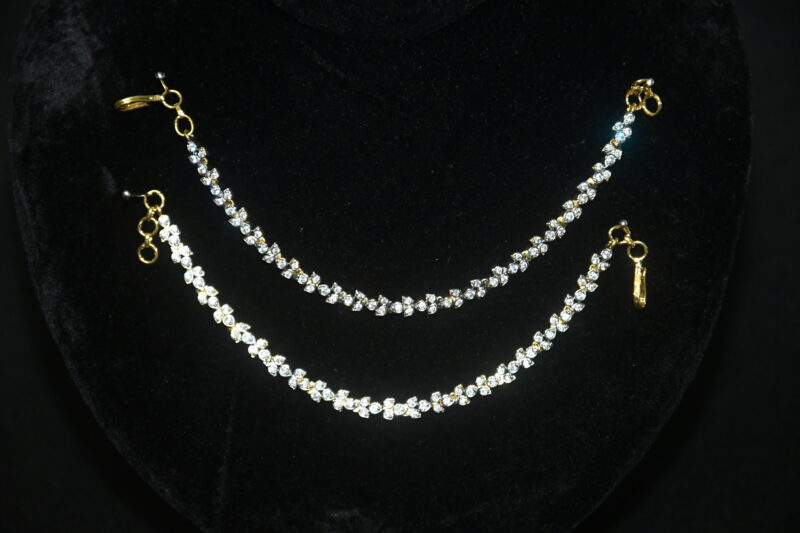 Simple diamond single line champasavaralu/earchain by Nischala Fashions