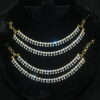 Diamond drop two line champasavaralu/earchain by Nischala Fashions