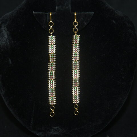 Diamond drop two line champasavaralu/earchain by Nischala Fashions