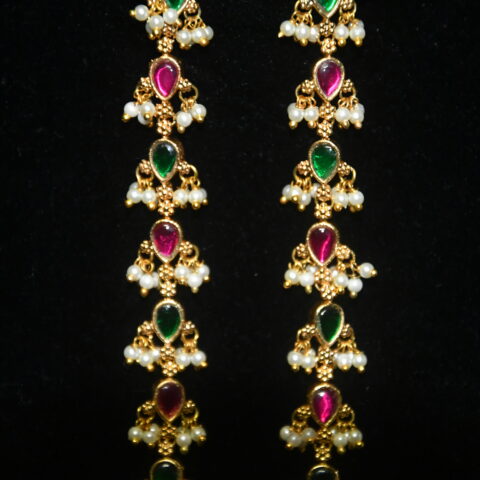 Jadau kundan multicolour matilu/earchain by Nischala Fashions