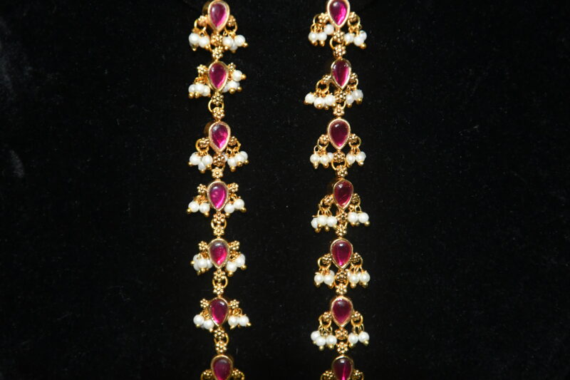 Jadau Kundan Pink Matilu/Earchain NFHA43P - Image 2