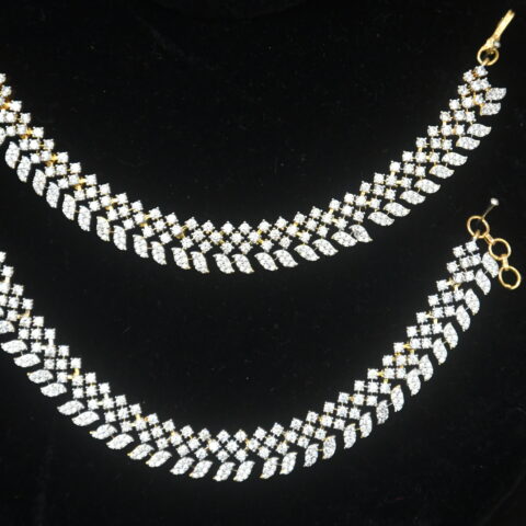 Diamond single line champasavaralu/earchain by Nischala Fashions