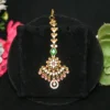 Antique CZ Maang Tikka with cubic zirconia stones and traditional gold finish by nischala fashions