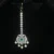Diamond Green Maang Tikka with CZ stones and pearl hanging in traditional design by nischala fashions