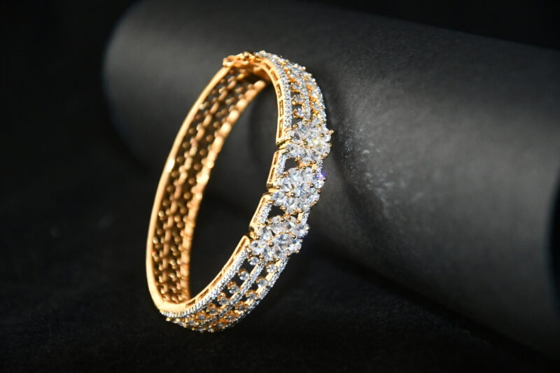 Diamond Kada Bangle with CZ stones and elegant finish by nischala fashions
