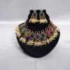 Navaratna carved beads pearl hanging necklace with earrings NFN104 - Image 4