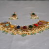 Navaratna carved beads pearl hanging necklace with earrings NFN104 - Image 5