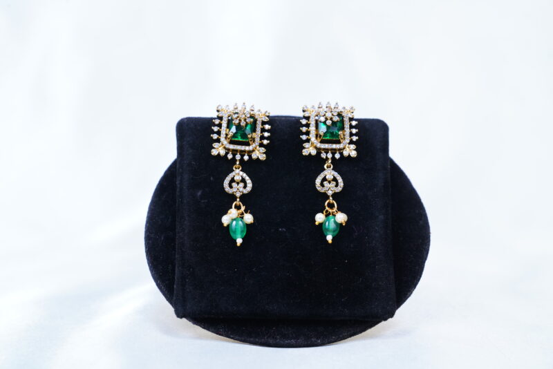 Antique Peacock necklace in green colour with earrings NFN105G - Image 3
