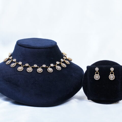 Cz simple necklace with earrings NFN111