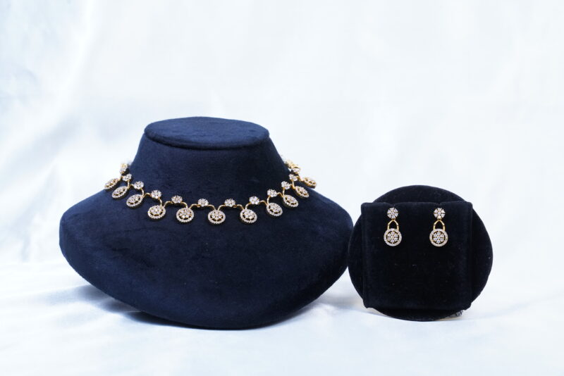 Cz simple necklace with earrings NFN111
