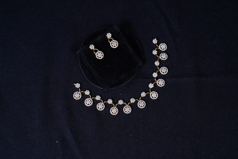 Cz simple necklace with earrings NFN111 - Image 3