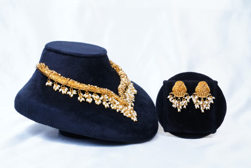 Antique guttapusalu kante necklace with earrings (NFN112) - Image 4