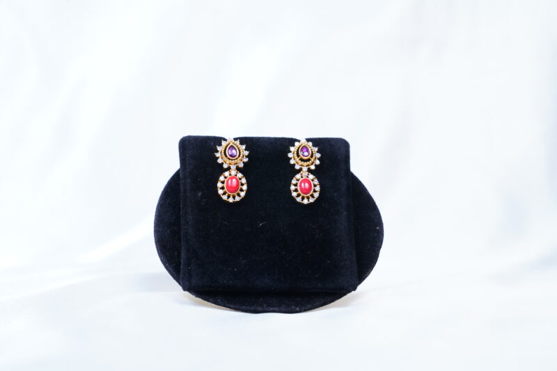 Two layer navaratna necklace with earrings NFN115 - Image 3