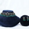 Victorian green choker necklace with earrings
