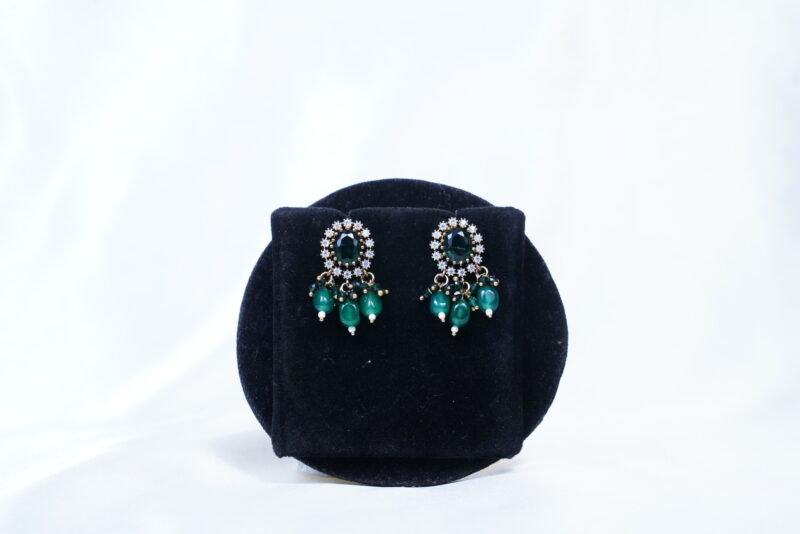 Victorian green choker necklace with earrings NFN121G - Image 3