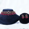 Victorian pink choker necklace with earrings