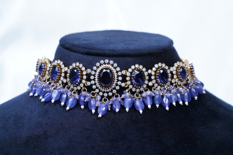 Victorian violet choker necklace with earrings NFN121v - Image 2