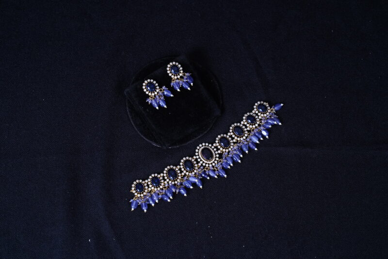 Victorian violet choker necklace with earrings NFN121v - Image 4
