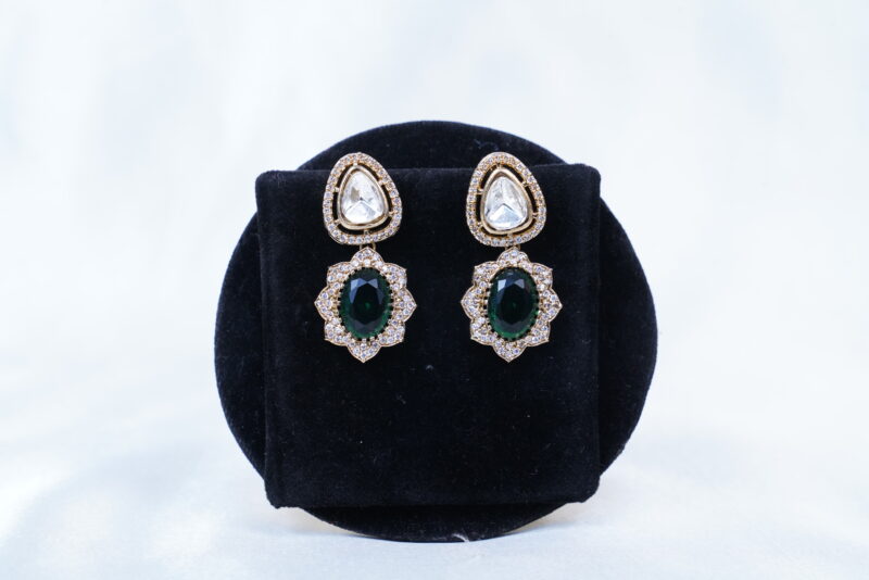 Deer hasli/kante necklace with earrings in green (NFN124G) - Image 3