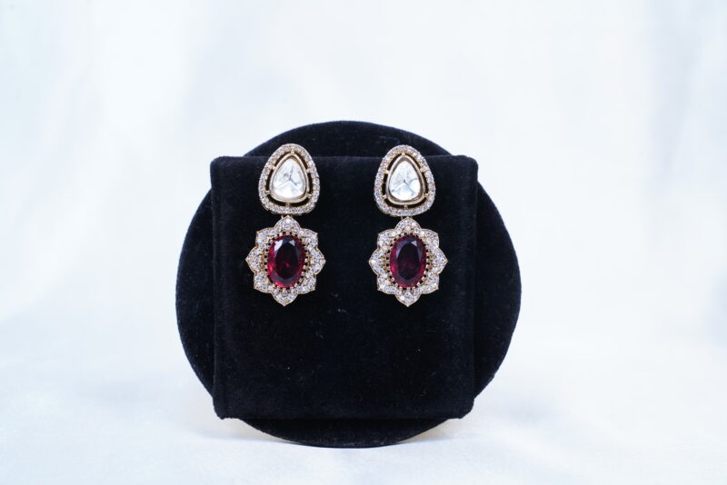 Deer hasli/kante necklace with earrings in pink (NFN124P) - Image 3