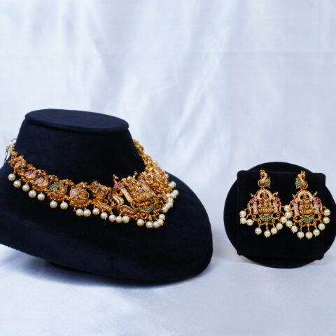 Antique krishna necklace with earrings