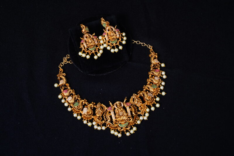 Antique krishna necklace with earrings NFN125 - Image 4