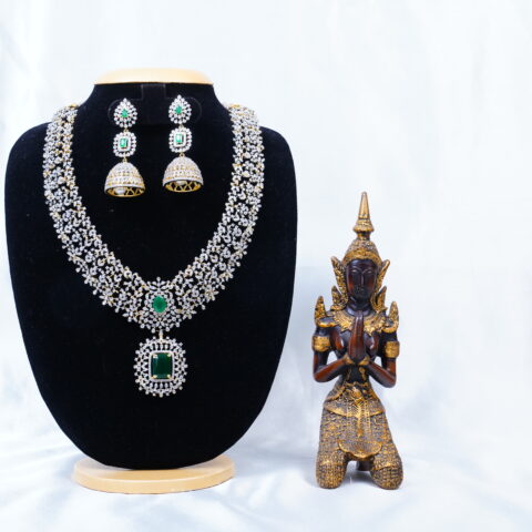 Diamond long necklace with detachable earrings (NFN128)