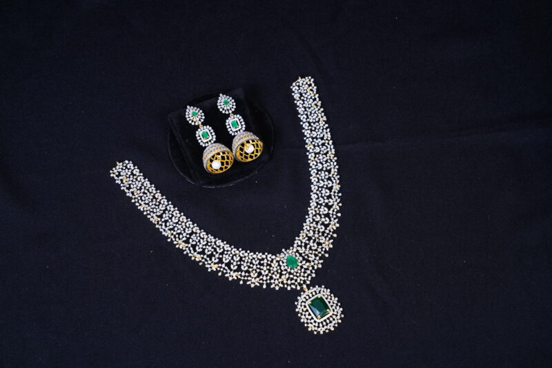 Diamond long necklace with detachable earrings (NFN128) - Image 6