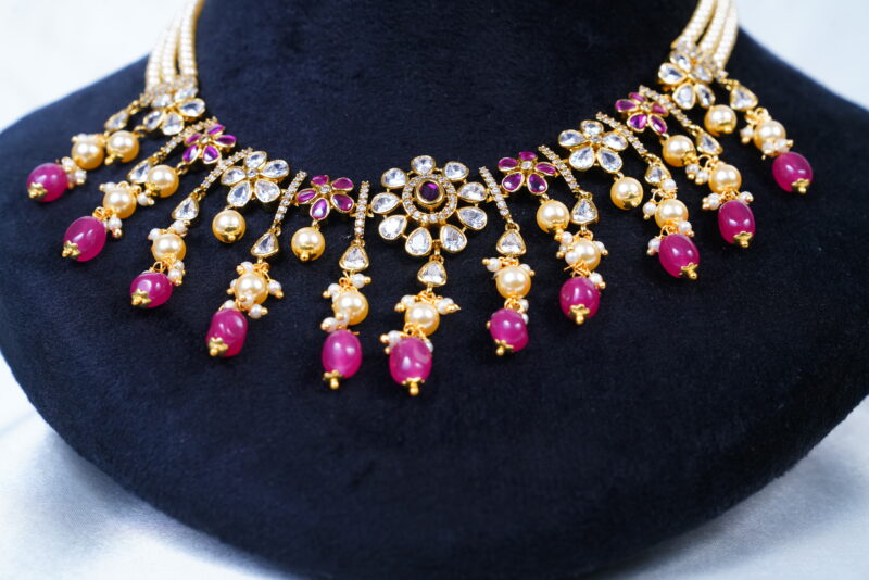 Swarovski pearl uncut necklace with earrings NFN131 - Image 3
