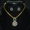 Simple nanpatti necklace with earrings in green NFN133G