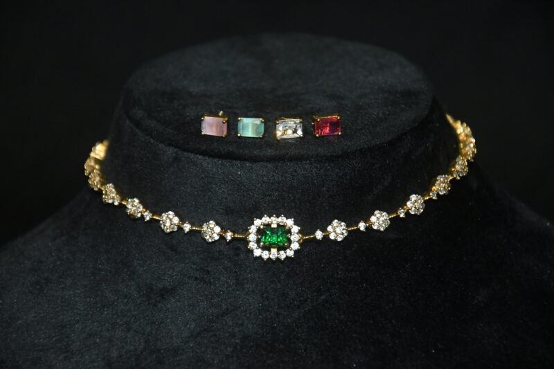 Simple cz changeable necklace with changeable earrings NFN134 - Image 3